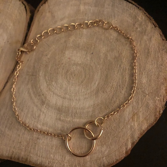 Handmade Brand New 2Hoop Gold Color Chain Bracelet - Picture 3 of 4